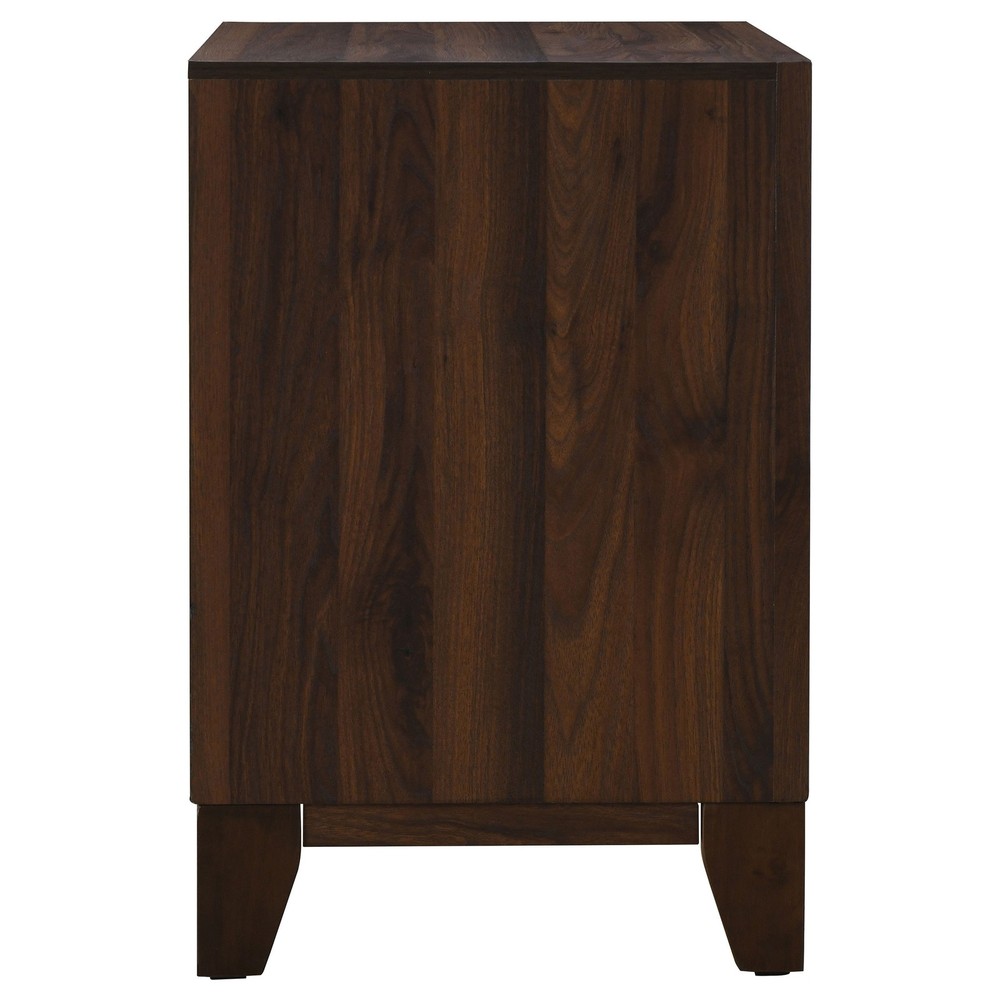 Walnut 2-Drawer Nightstand, Solid Wood Bedside Table, Modern Storage Cabinet