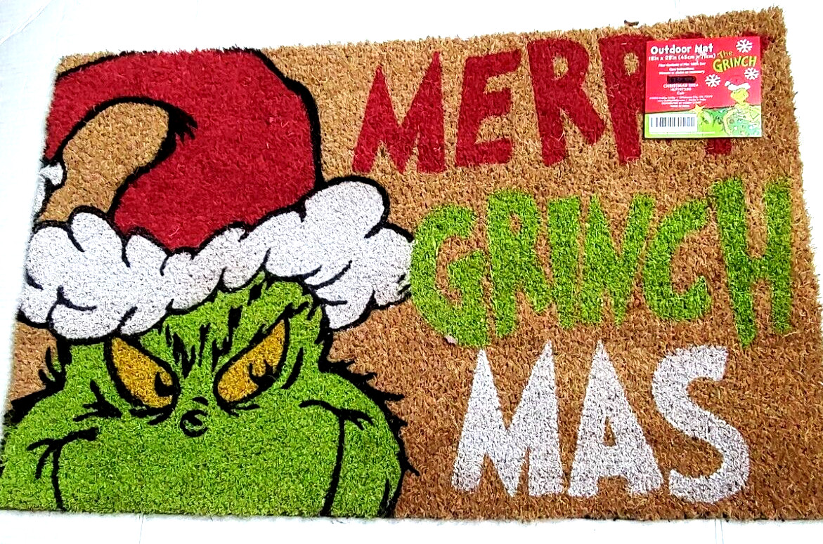 Christmas  The Grinch 18"x28" Coir "Merry Grinch Mas In/Out Door Mat New