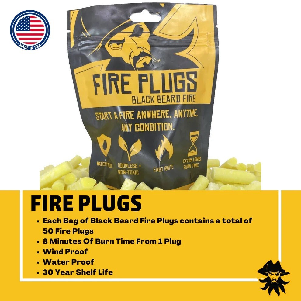 Black Beard Fire Plugs Fire Starter - Fire Starting Tinder - Made in the USA