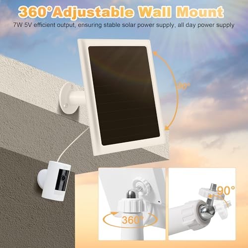 Solar Panel Charger for Ring Camera, Compatible with Stick Up White-1Pack