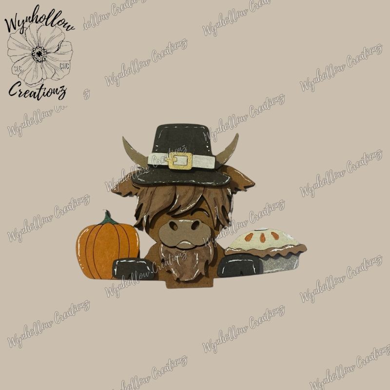 Thanksgiving Highland Cow Interchangeable Basket Insert