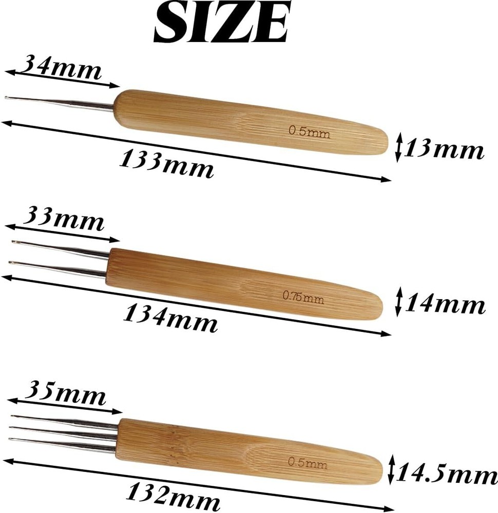 9PCS Dreadlocks Crochet Hooks Braid Hair Locking Tool Dreadlock Crochet Needles