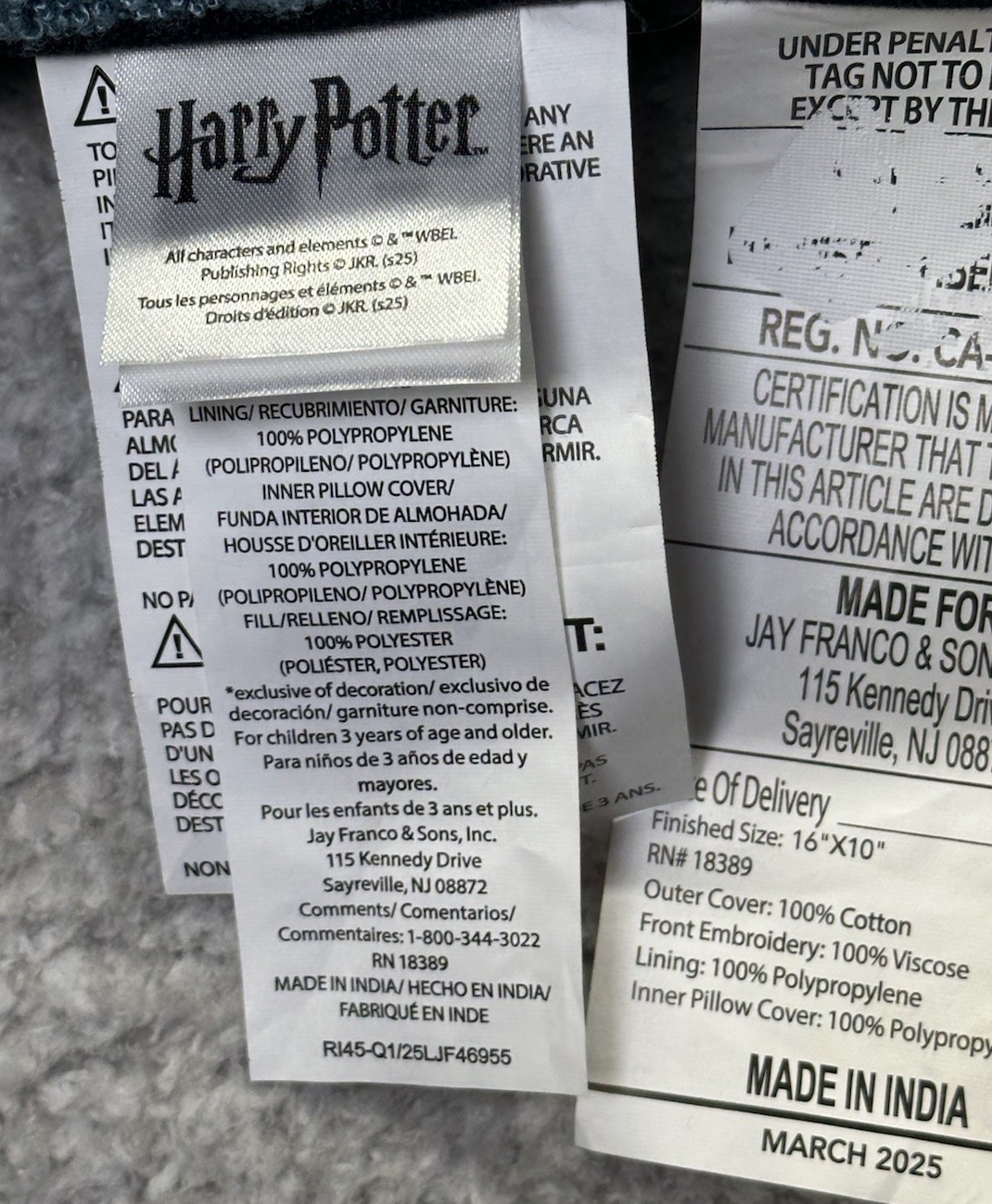 Harry Potter Mischief Managed Throw Pillow 9.5"x15" Blue Lumbar Cushion New