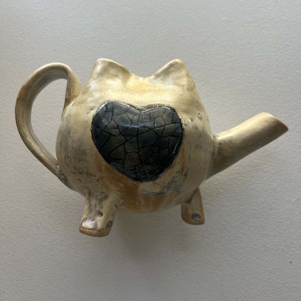 Rustic Stoneware Art Pottery Teapot Three Legged