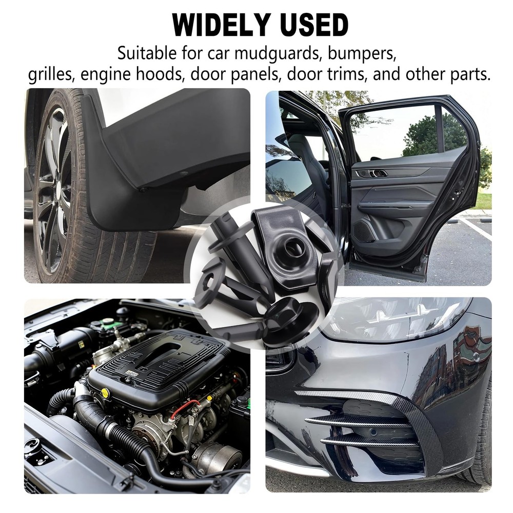 Bemaka 52Pcs Engine Under Cover Splash Shield Black-4 Sizes Assortment Kit