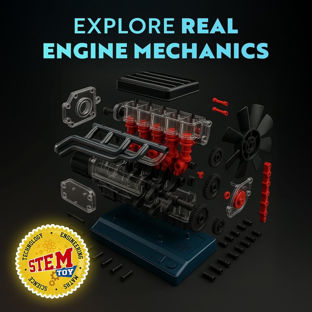 Inline 6 Engine Model Kit - Build Your Own STEM Inline 6 Small Engine That Ru...