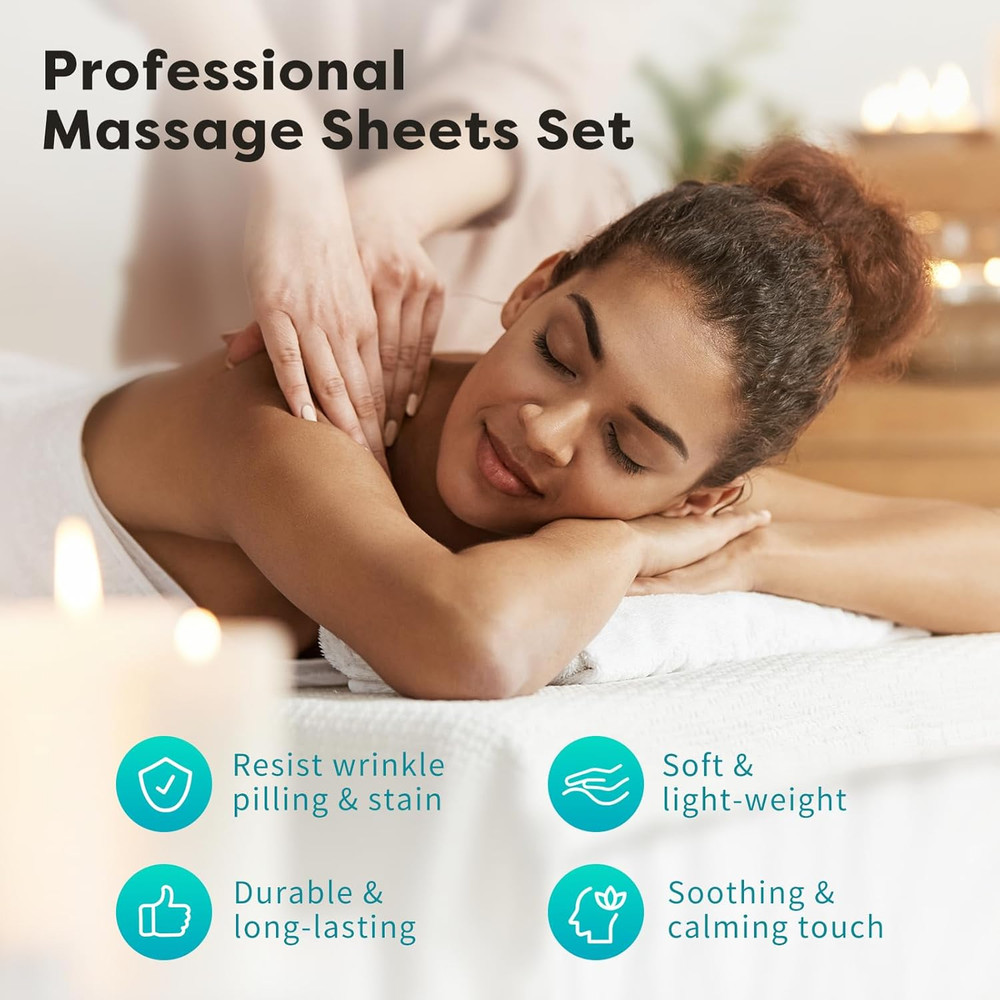 Massage Table Sheets Sets, 3 Pcs Professional Microfiber Massage Bed Cover Sheet