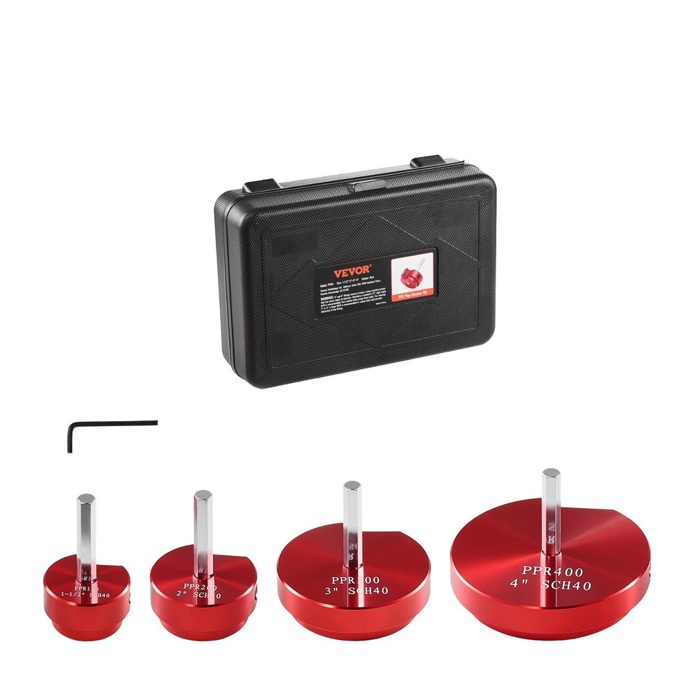 VEVOR 4Pcs PVC Pipe Reamer Kit, Plastic Pipe Fitting Socket Saver Tool Kit