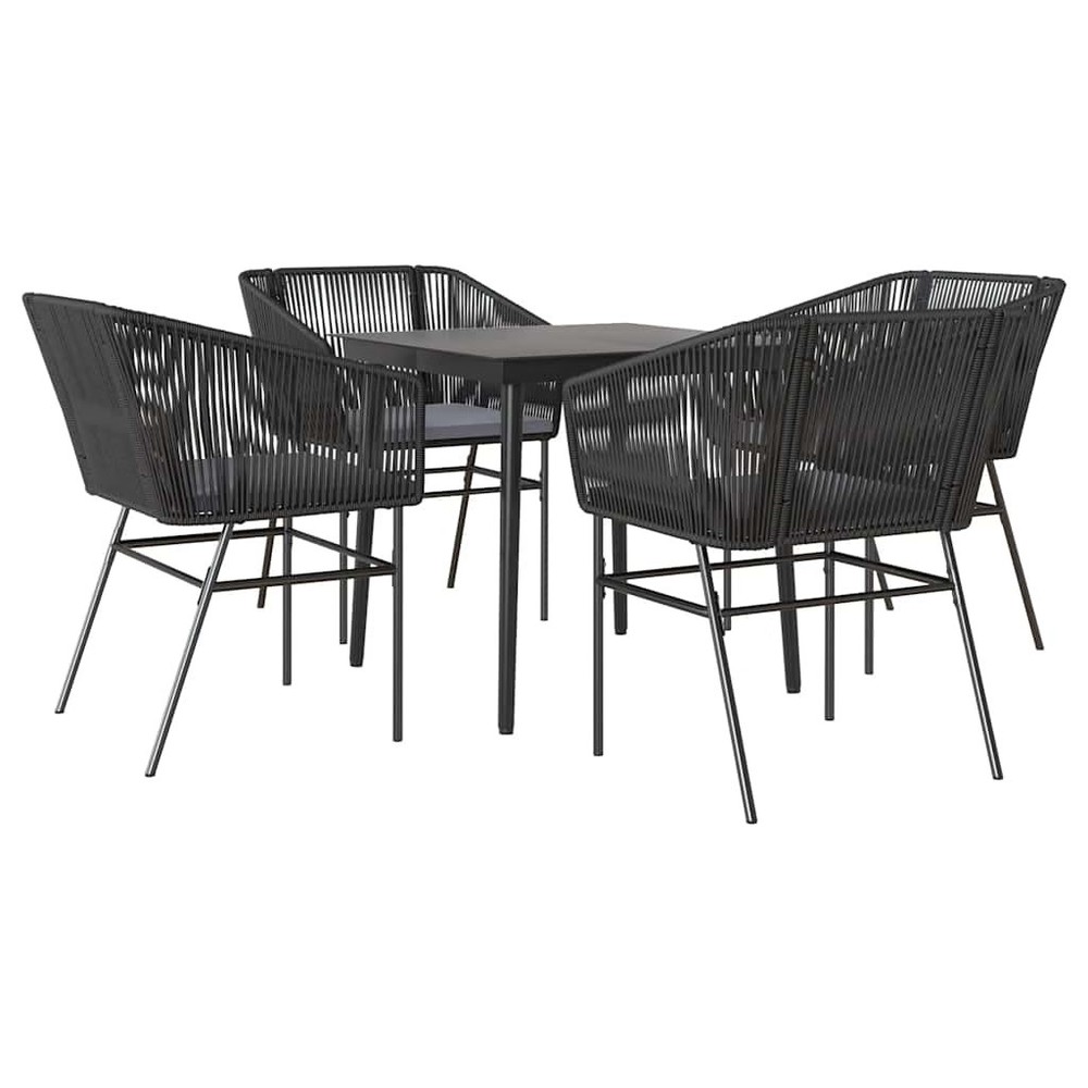 Garden Dining Set Black, Dark Grey