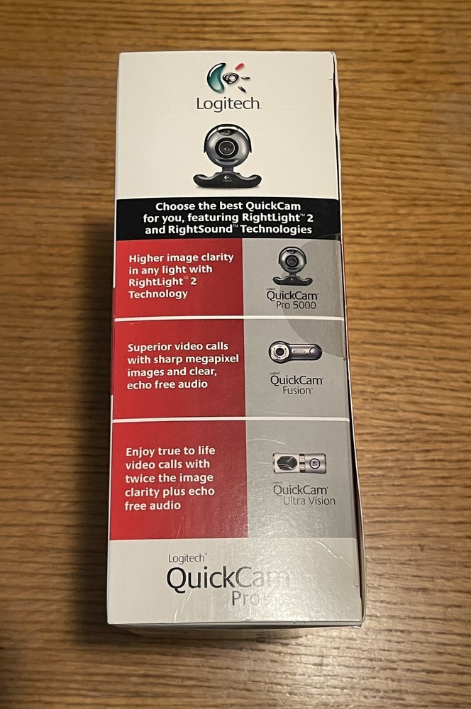 Logitech QuickCam Pro 5000 Webcam For Windows 2000 or XP IN BOX W DISC & MANUAL
