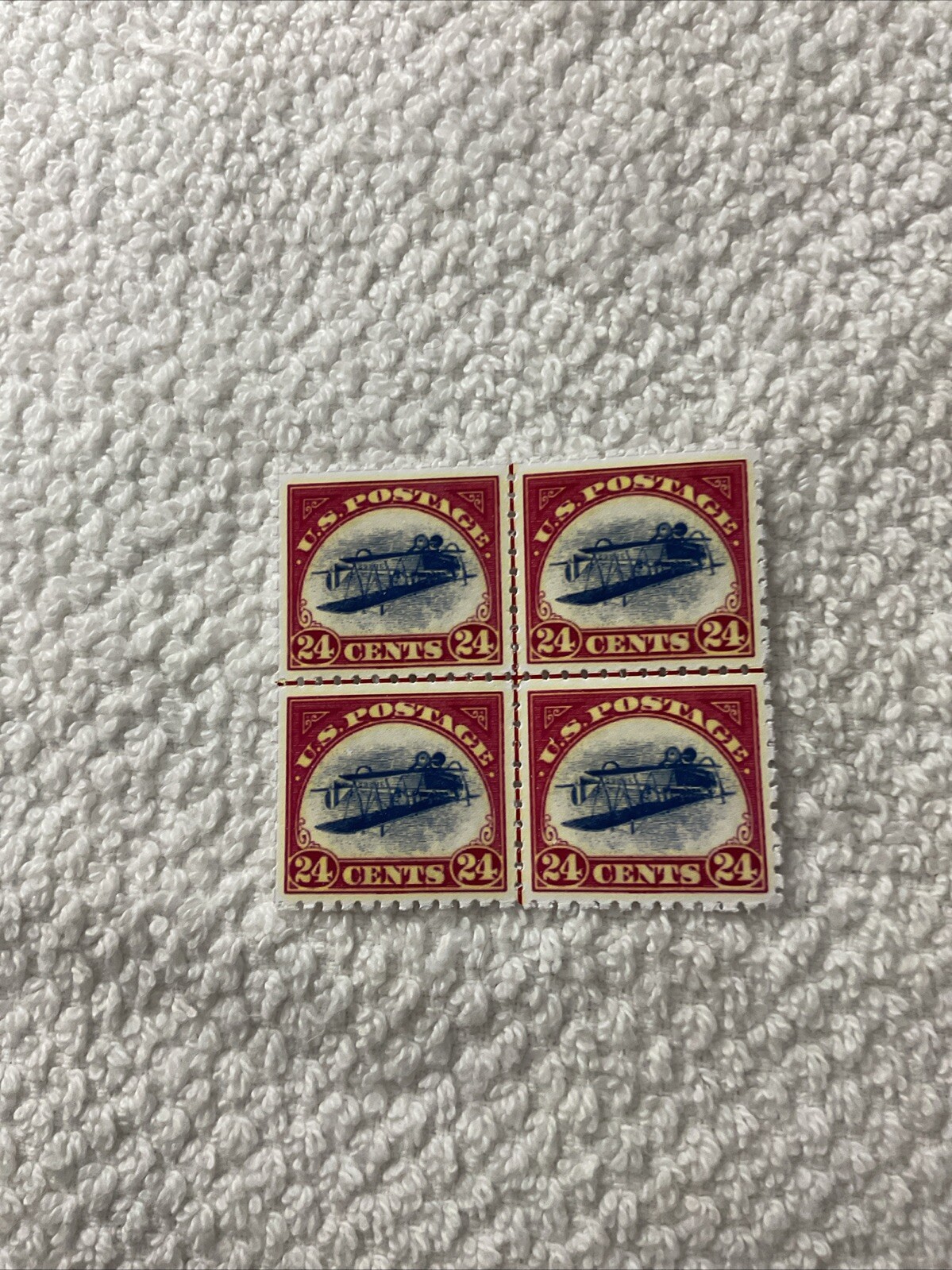 United States-(1918)-CURTIS JENNY INVERTED ERROR-BLOCK OF 4 STAMPS-REPRODUCTION.