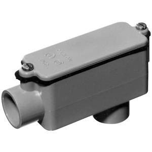 THOMAS & BETTS E986L LB Conduit Body 3" PVC 210 Cu In Rectangular Gray
