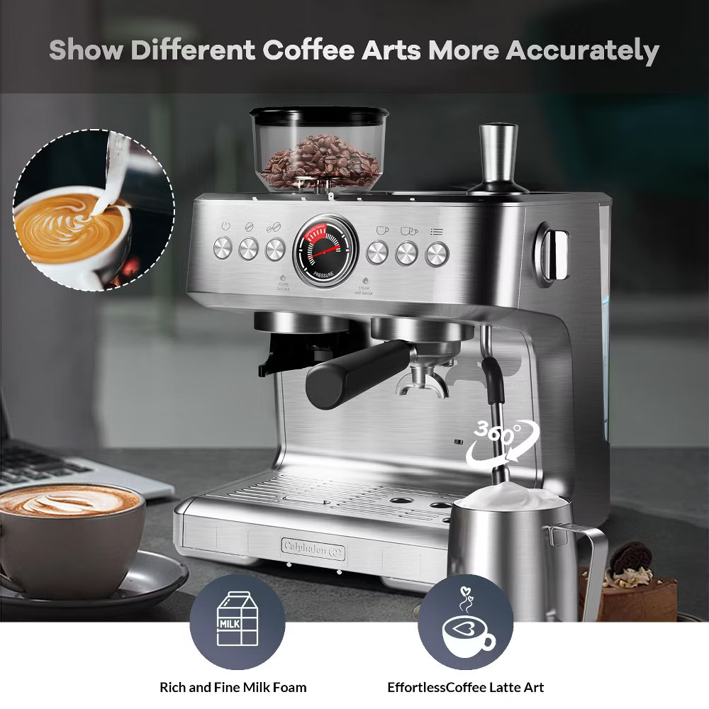 Espresso Machines With Grinder, Professional Automatic Espresso Maker With Milk