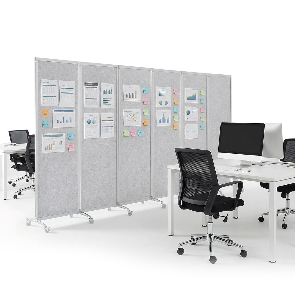Rolling Privacy Room Divider with Lockable Wheels Office Mobile Screen Partition