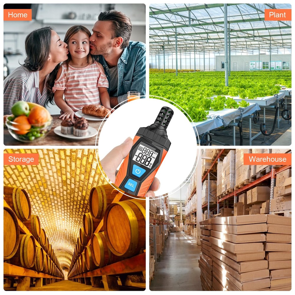 INSTRODOTS Temperature Humidity Meter, High Precision TH10, Orange