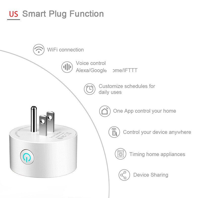 Smart Life Smart Plug WiFi Outlet 10A Wireless Power Socket Amazon Alexa Google