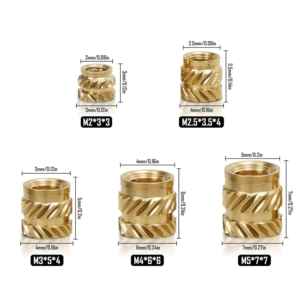 380Pcs Threaded Inserts Assortment Kit M2 M2.5 M3 M4 M5 for 3D Printing Compone