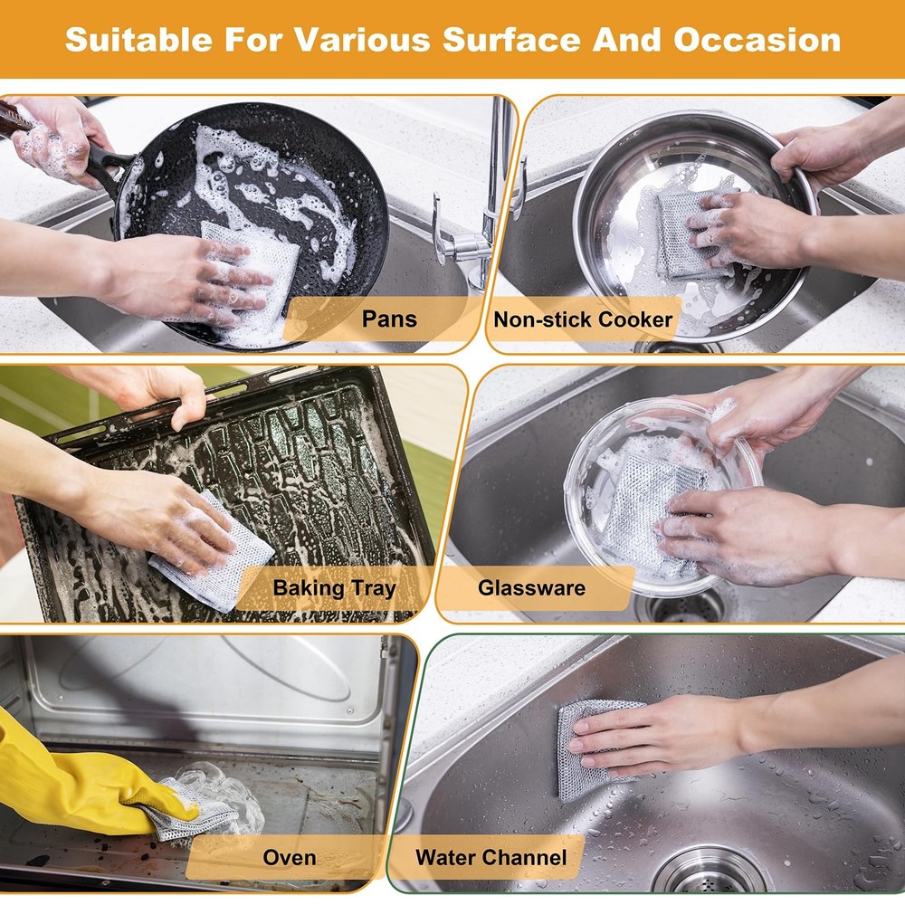 Inkhut Non Scratch Wire Dishcloth, Small, Three-layer Silver