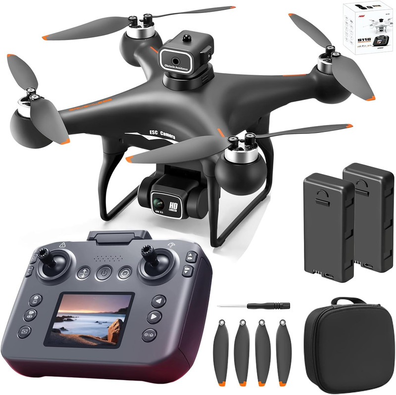 S116 GPS Drone with Screen Controller, 1/2-Batteries, Brushless Motor, Altitude