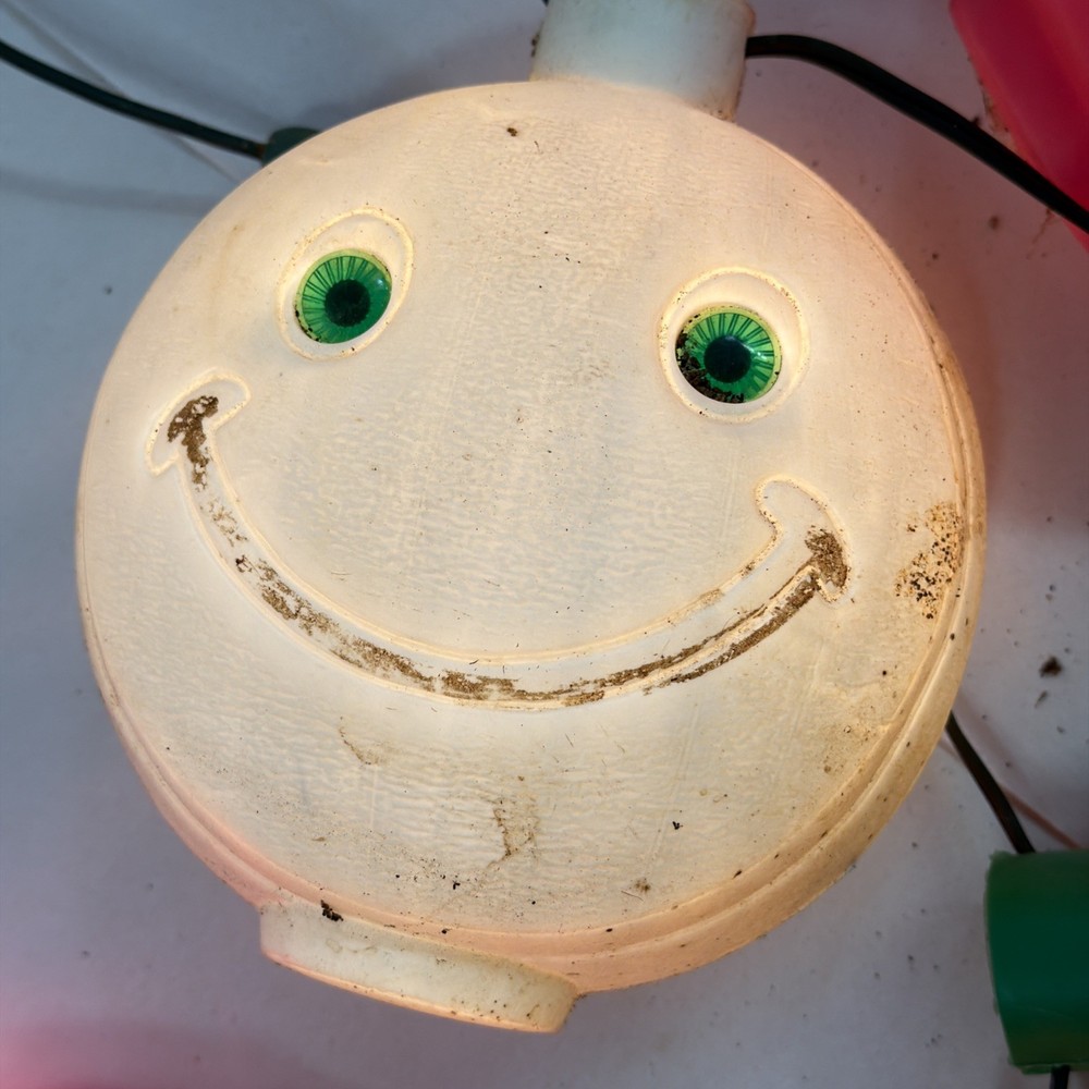 Blow Mold Lantern Party VTG String Light Owl Bear Smiley Patio MCM