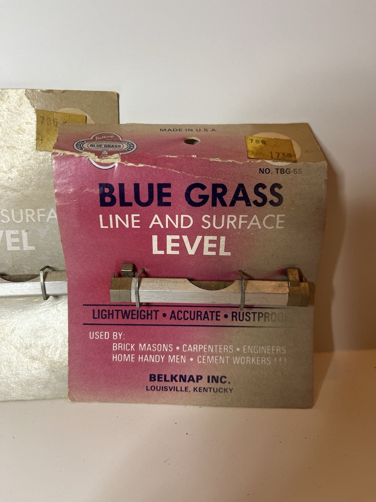 Lot 5 Vintage Belknap Blue Grass Line Surface Level TBG-5S NOS USA Mason Tool