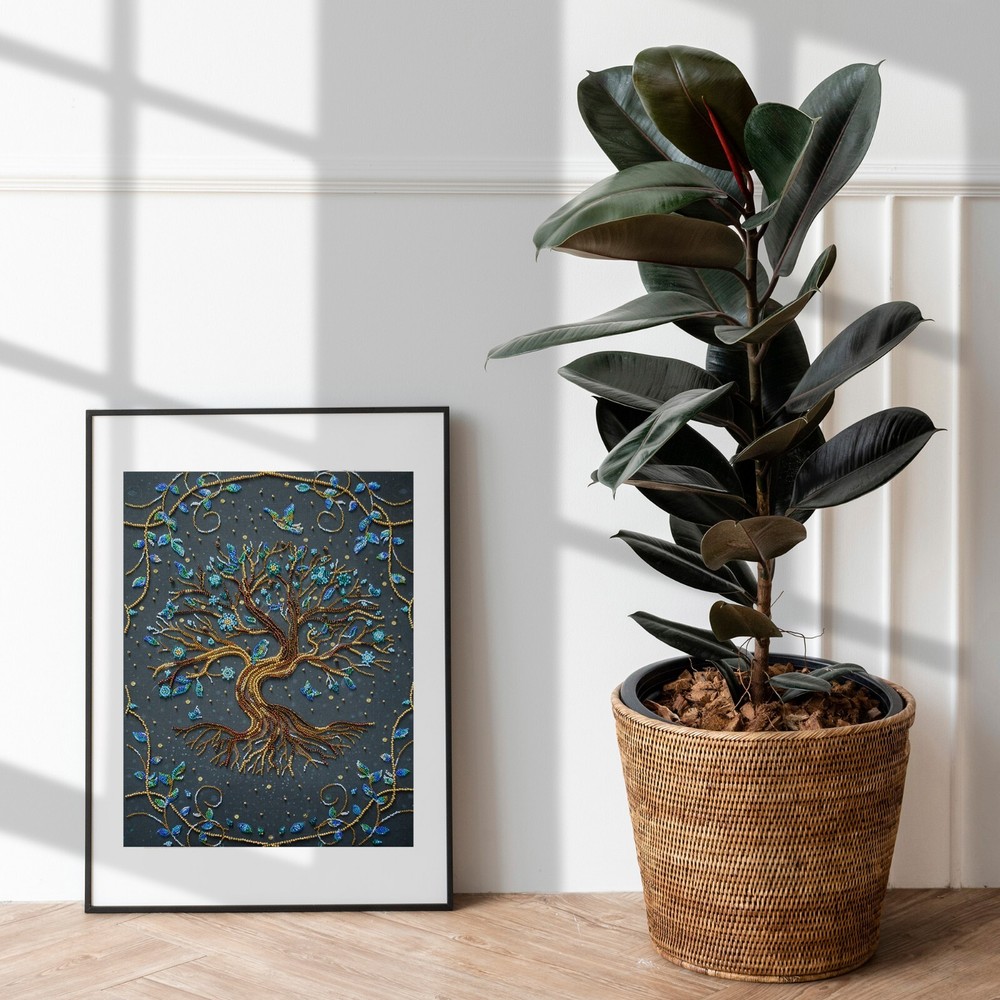 Bead Embroidery Kit, DIY Needlepoint, World Tree, Beadwork WISH TREE