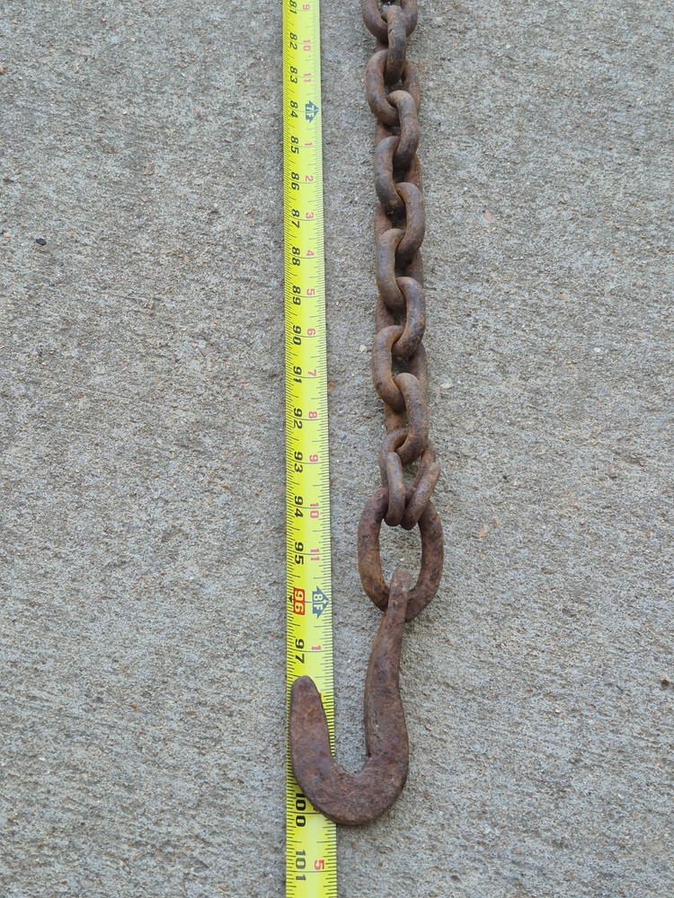 Hand Forged Hook & Chain Primitive Blacksmith Made 8ft+ long!