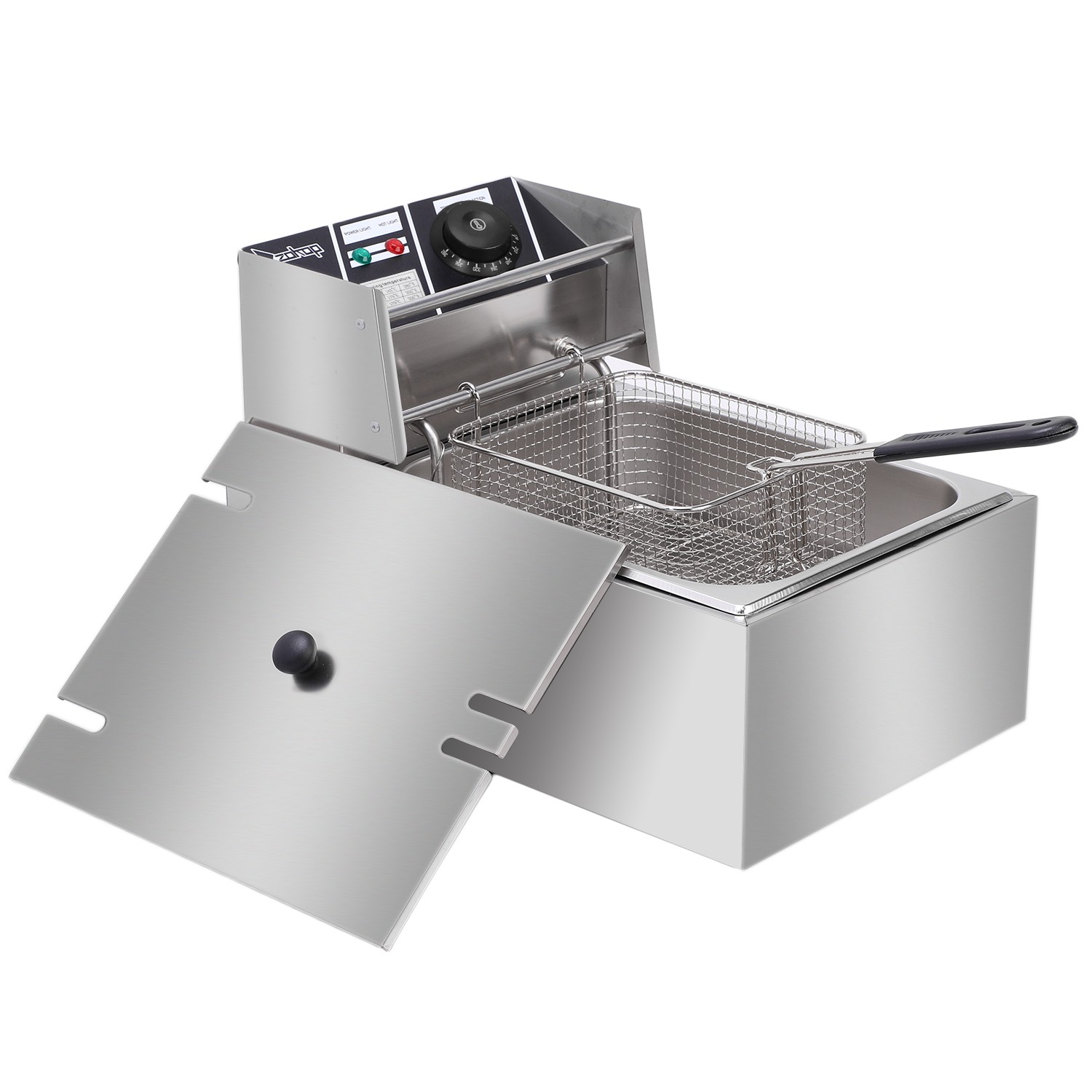 2500W 6L Commercial Electric Deep Fryer Restaurant Stainless Steel 10.5QT W/Lid