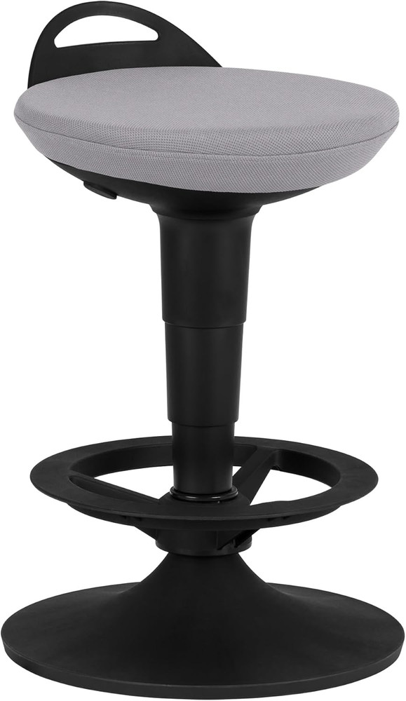 Adjustable-Height Padded Lab Stool - Light Grey
