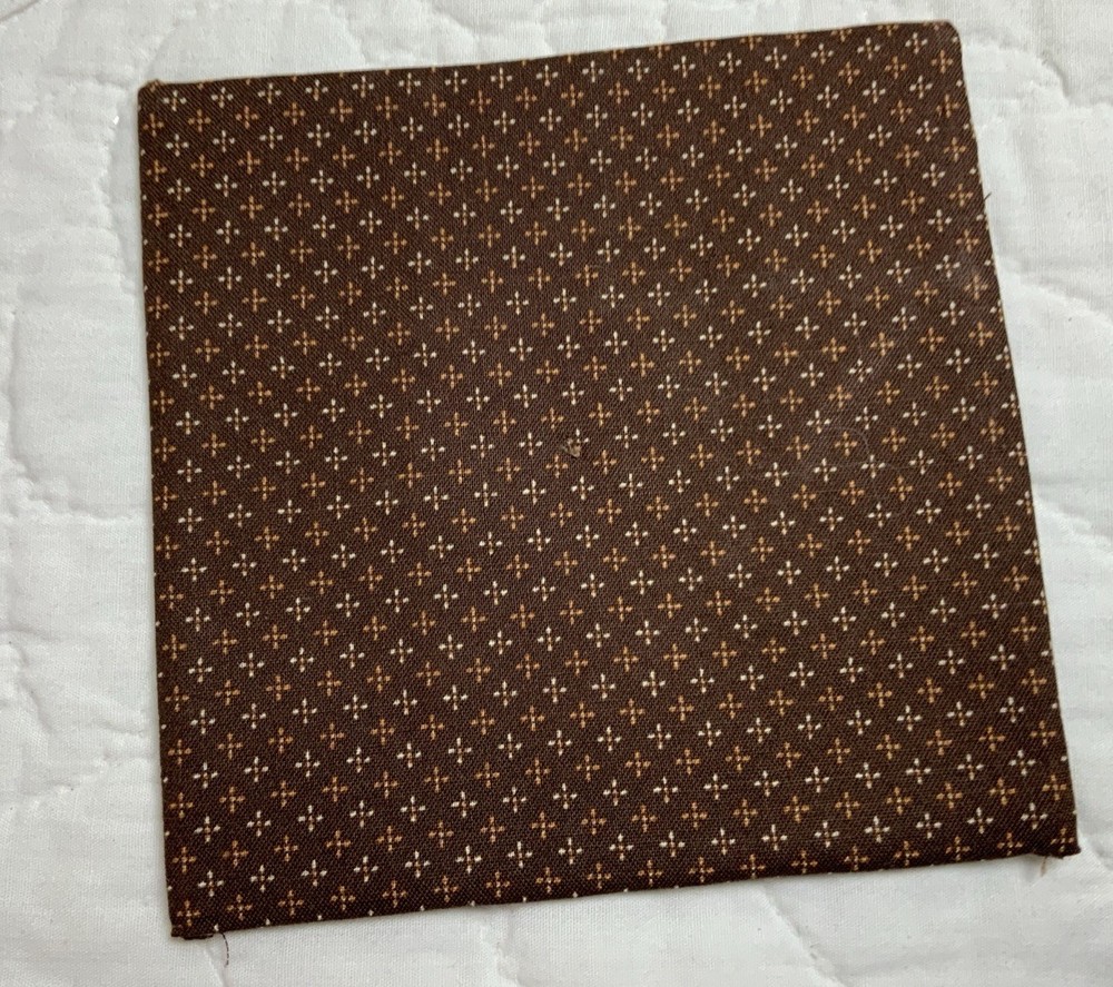 Antique Patchwork Quilt Table Topper, Early Calico Prints, Triangles, Brown