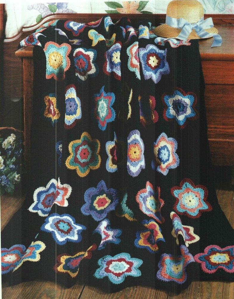 BRILLIANT CONTRAST AFGHAN HOME DECOR CROCHET PATTERN INSTRUCTIONS