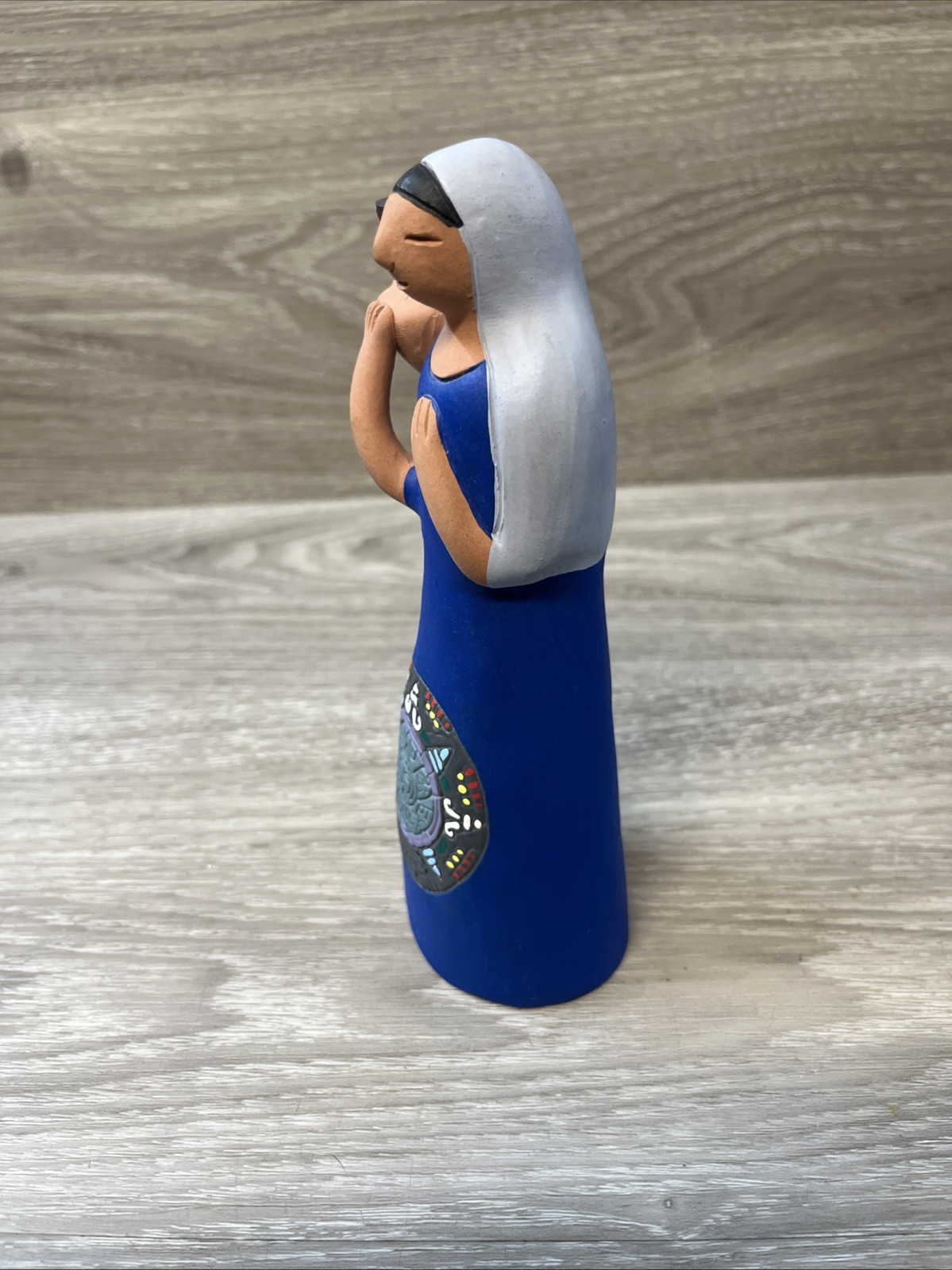 Myan/Mexican terracotta clay sculpture 7” Tall Women