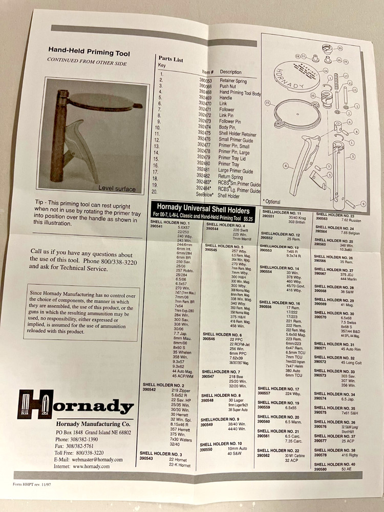 HORNADY HAND HELD PRIMING TOOL 050002