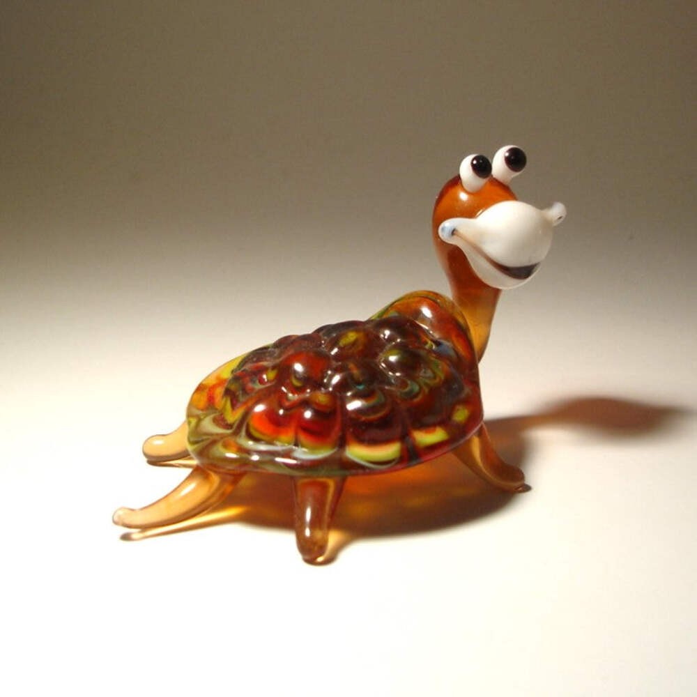 Glass Happy Turtle Tortoise Figurine