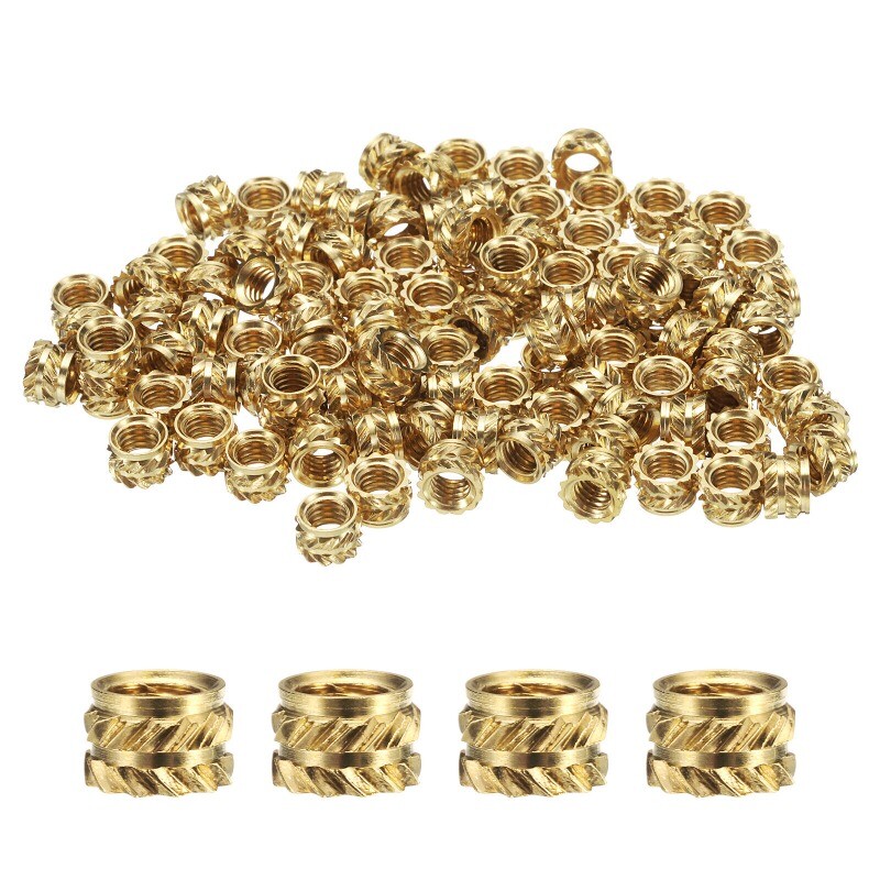 100pcs M4 Threaded Inserts Brass Heat Set Insert M4x4mm, OD 6mm