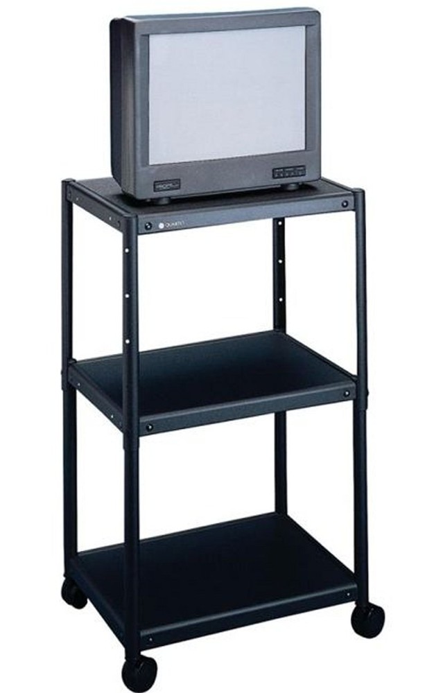 Quartet Metal Rolling 3 Shelf Audio Visual Cart Adjustable Height AV QRT88254