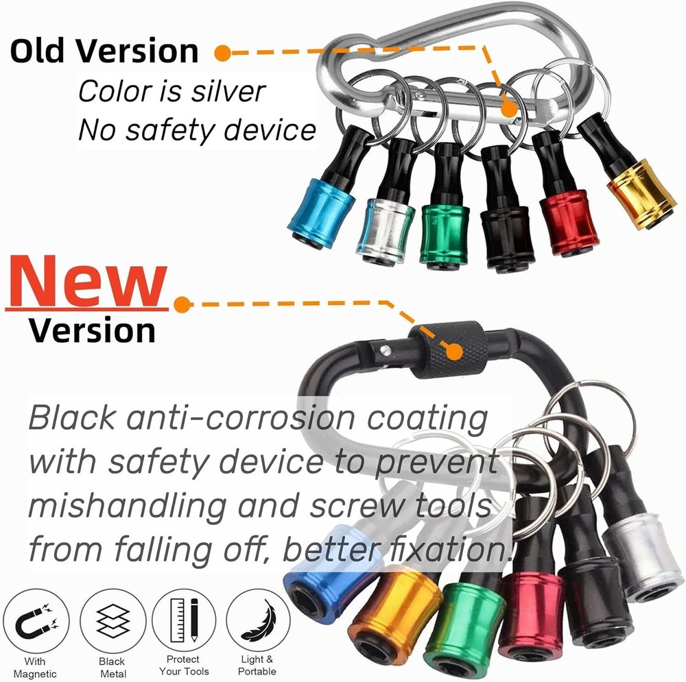 14PCS 1/4" Hex Shank Quick Release Keychain Screwdriver Drill Bit Holder Bit Set