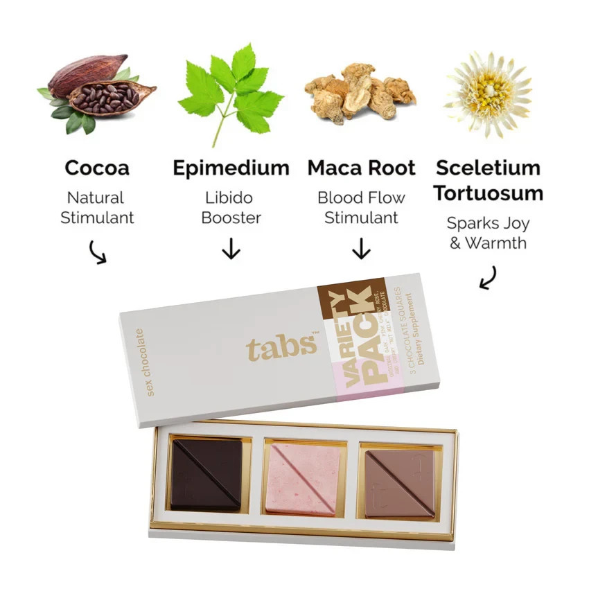 Tabs Chocolate Squares for Couples to Improve Mood Libido Booster - Variety Pack