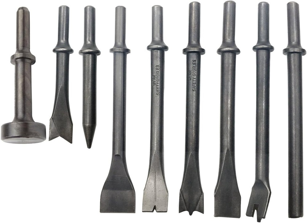 Comprehensive Air Hammer Chisel Set - 9 Tools for Masonry and Concrete Tasks