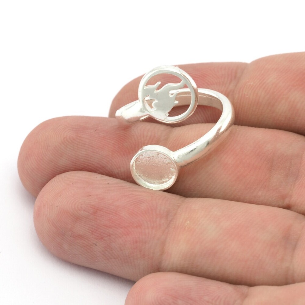 Fire Four Elements Band Ring , Bezel Setting Blank Raw Brass,Antique Silver,5459