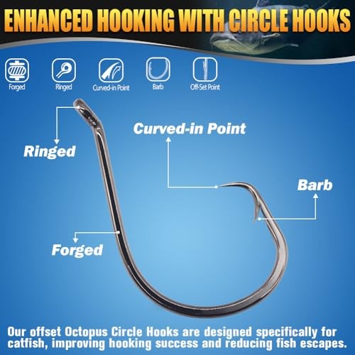 Catfish Hook Set Offset Octopus Circle & Catfish Hook Set -100 Pack Assorted