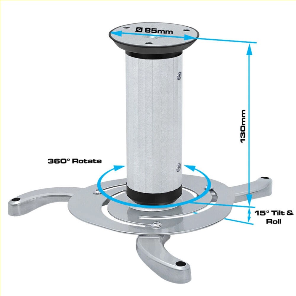 Adjustable Ceiling Projector Mount Bracket Max 22lbs 360 Degree Swivel Rotatable