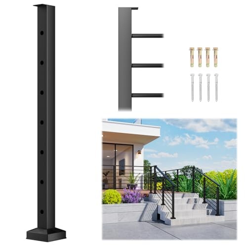 1 Pack 35"x3"x3" Horizontal Aluminum Deck Railing Post 1x Level End Post.
