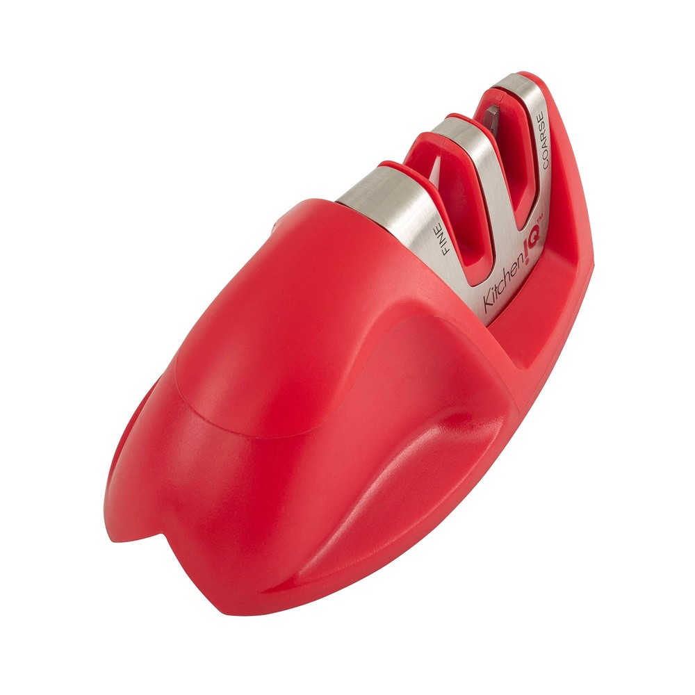 Kitchen IQ 50883 Edge Grip 2-Stage Knife Sharpener, Red