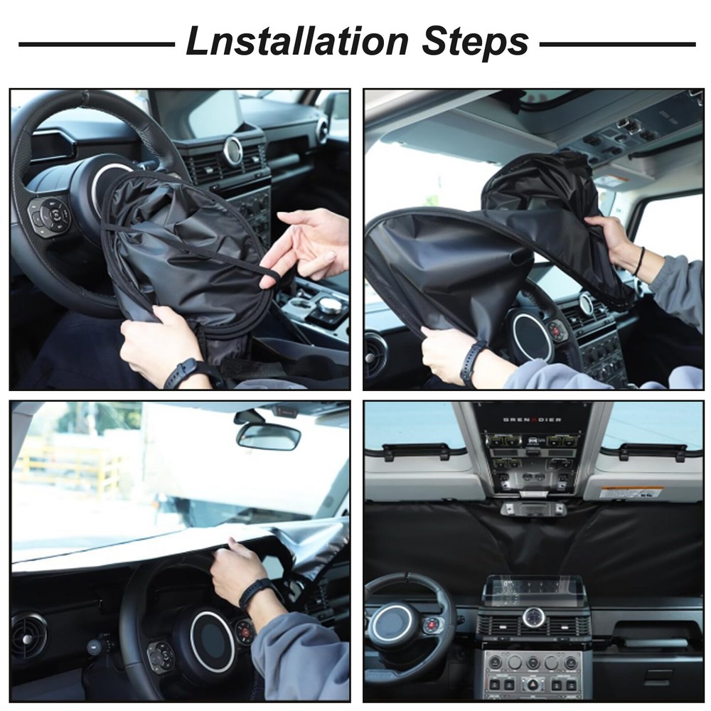 Black Windshield Sunshade Front Window Visor Cover For Range Rover Sport 2014-22