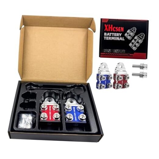 8-Way Battery Terminal Connectors with Bolt Down Ends or Threaded Studs, 8w