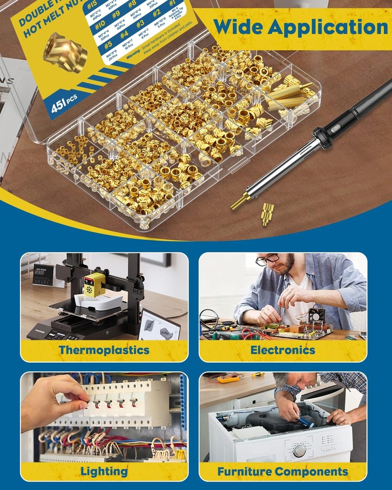 Vibit 451 Pcs Threaded Inserts for 451 (Threaded Ket), Gold