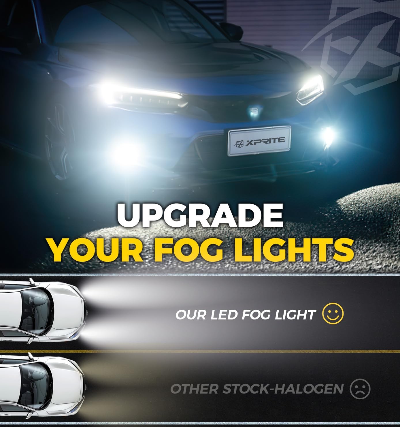 Xprite 500% Bright OEM Style White LED Fog Lights w/Blue Lens Compatible Blue