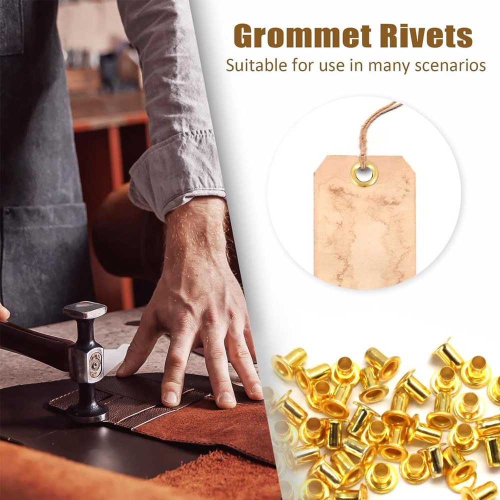 Tiny Grommets Eyelets 200 Pcs, Self-Backing for Beads, Clothes, Leather, Canvas