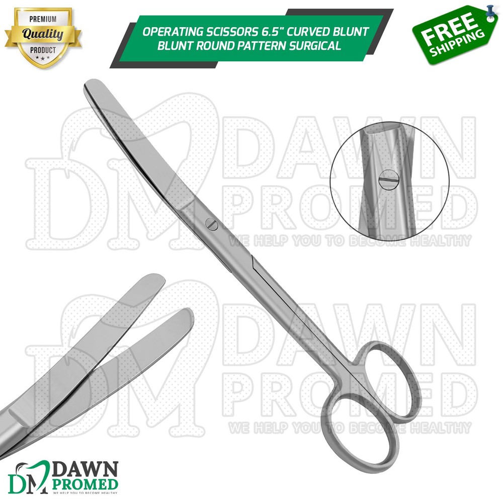 Operating Scissors 6.5" Curved Blunt Blunt Round Pattern Surgical Instruments